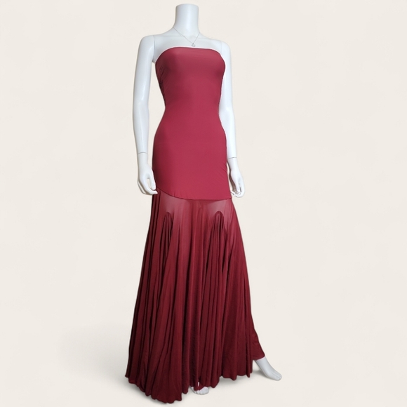 NWT $380 DEME BY GABRIELLA Dahlia Gown In Maroon XS